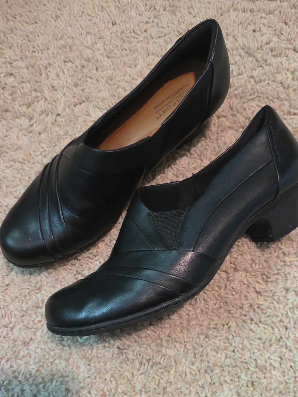 Rockport Cob Hill Black Leather Low Heel Slip-On Pumps 9.5